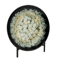 Decorative Charger Plate with Stand, Black and White Ceramic, 18 Inch - BM350142