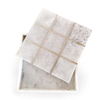Leza Tic Tac Toe Game Set, White Marble with Gold Inlay, 12 Inch - BM350143