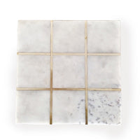 Leza Tic Tac Toe Game Set, White Marble with Gold Inlay, 12 Inch - BM350143