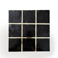 Leza Tic Tac Toe Game Set, Black Marble with Gold Inlay, 12 Inch - BM350144
