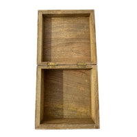 Decorative Storage Box, Sunburst Design, 8 Inch Brown Mango Wood - BM350146