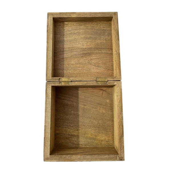 Decorative Storage Box, Sunburst Design, 8 Inch Brown Mango Wood - BM350146