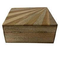 Decorative Storage Box, Sunburst Design, 8 Inch Brown Mango Wood - BM350146