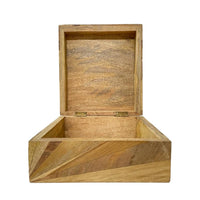 Decorative Storage Box, Sunburst Design, 8 Inch Brown Mango Wood - BM350146