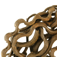 Decorative Tabletop Sculpture, Brown Rattan Intertwined, 20 Inch Round - BM350147