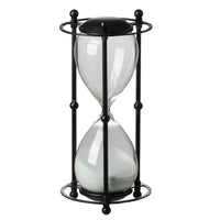Iaon Hourglass Timer with White Sand, Tabletop 13 Inch Black Iron Stand - BM350151