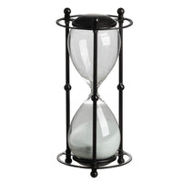 Iaon Hourglass Timer with White Sand, Tabletop 13 Inch Black Iron Stand - BM350151