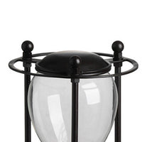 Iaon Hourglass Timer with White Sand, Tabletop 13 Inch Black Iron Stand - BM350151