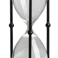 Iaon Hourglass Timer with White Sand, Tabletop 13 Inch Black Iron Stand - BM350151