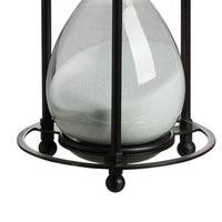 Iaon Hourglass Timer with White Sand, Tabletop 13 Inch Black Iron Stand - BM350151
