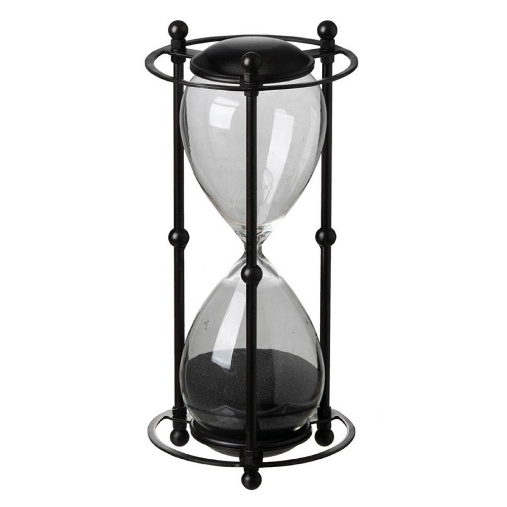 Iaon Hourglass Timer with Black Sand and Iron Stand, Tabletop 13 Inch - BM350152