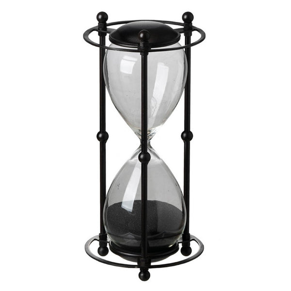 Iaon Hourglass Timer with Black Sand and Iron Stand, Tabletop 13 Inch - BM350152