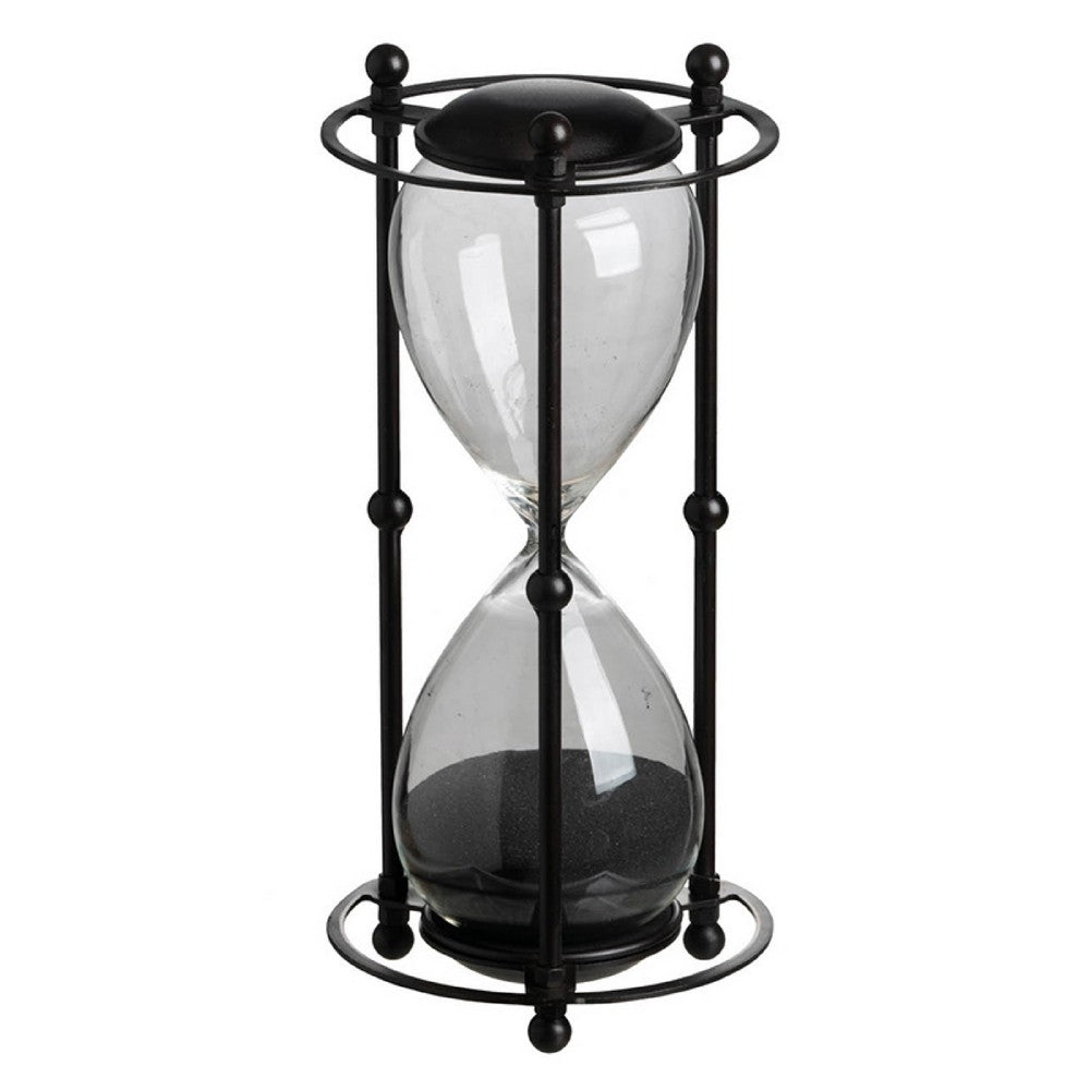 Iaon Hourglass Timer with Black Sand and Iron Stand, Tabletop 13 Inch - BM350152