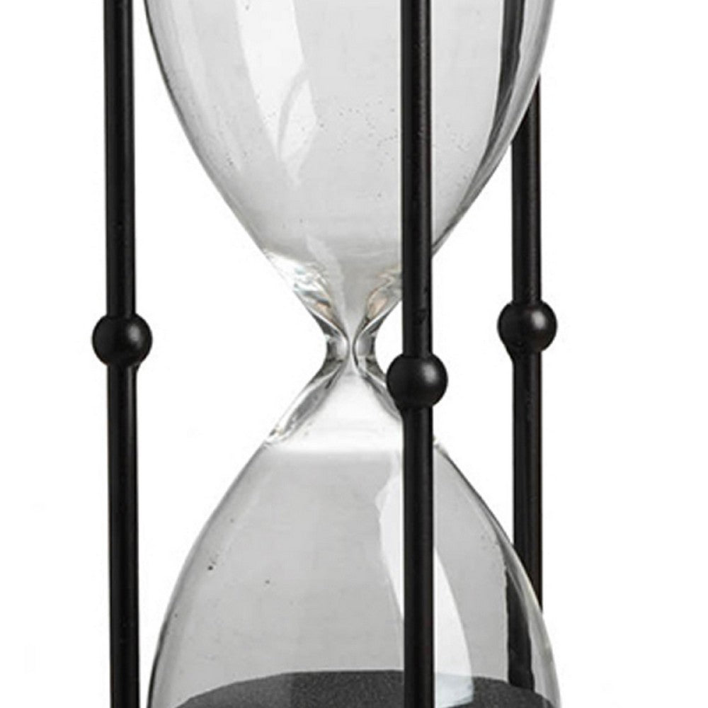 Iaon Hourglass Timer with Black Sand and Iron Stand, Tabletop 13 Inch - BM350152