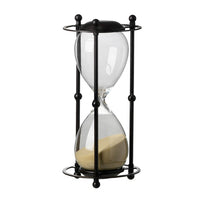 Iaon Hourglass Timer with Beige Sand, Tabletop 13 Inch Black Iron Stand - BM350153