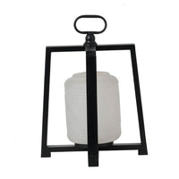 Lantern with White Glass Insert, Fir Wood and Iron Loop, 17 Inch - BM350154