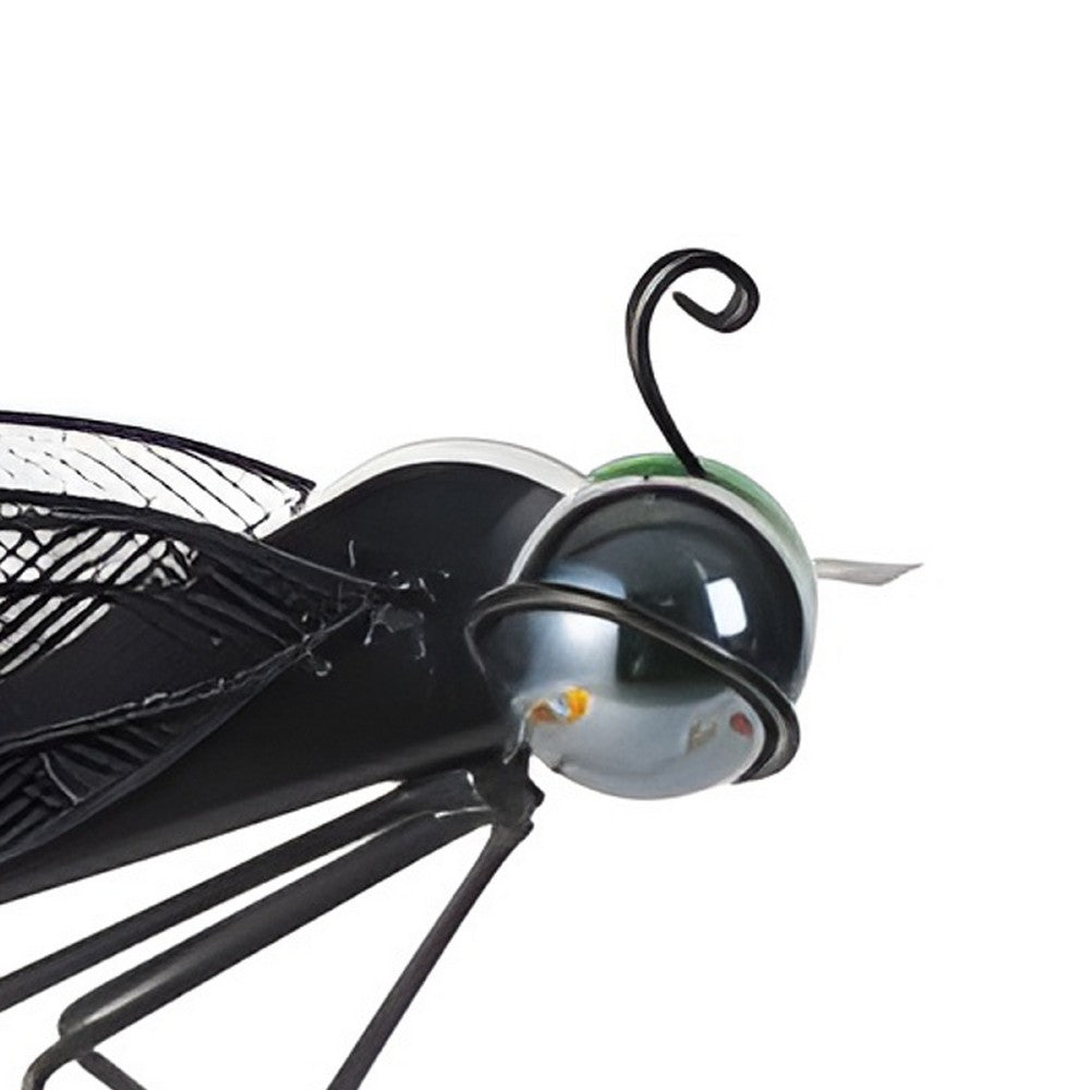 Decorative Dragonfly Garden Accent with Solar Lights, Black Iron Frame - BM350155