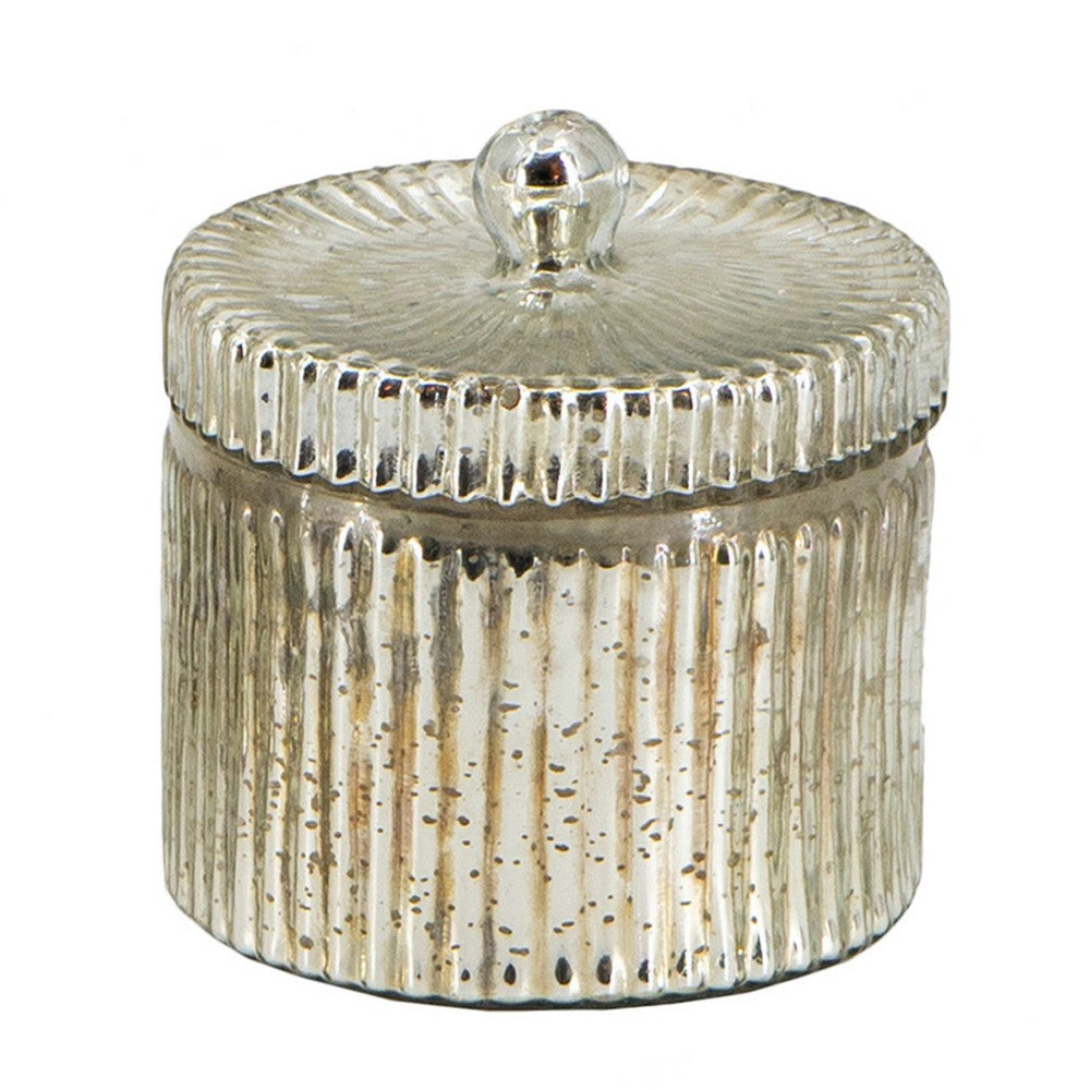 Scented Soy Wax Candle w Lid, Elegant Ribbed Glass Jar, Earl Gray - BM350157