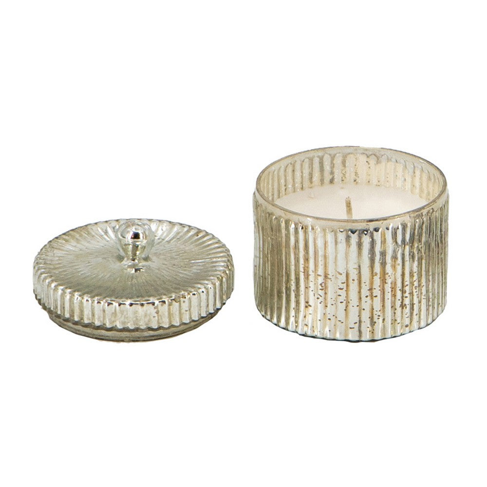 Scented Soy Wax Candle w Lid, Elegant Ribbed Glass Jar, Earl Gray - BM350157