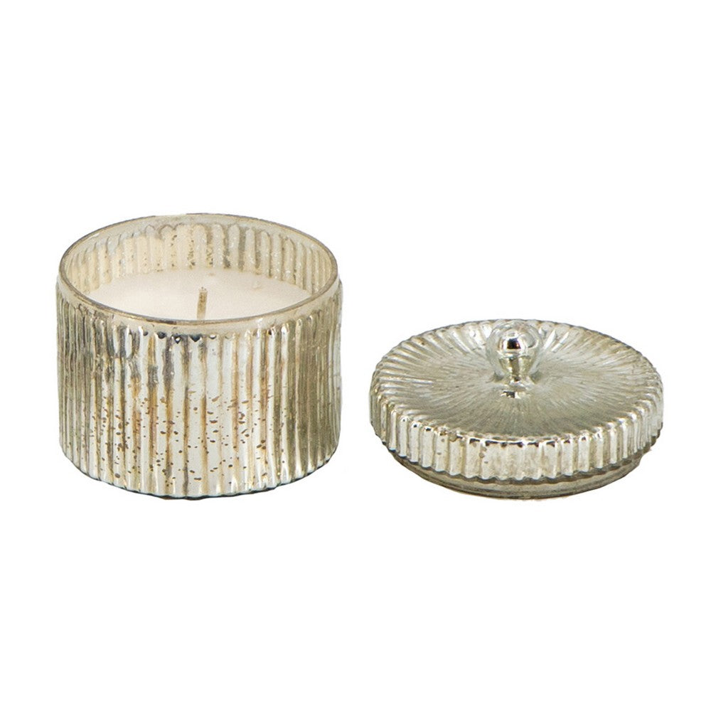 Scented Soy Wax Candle w Lid, Elegant Ribbed Glass Jar, Earl Gray - BM350157