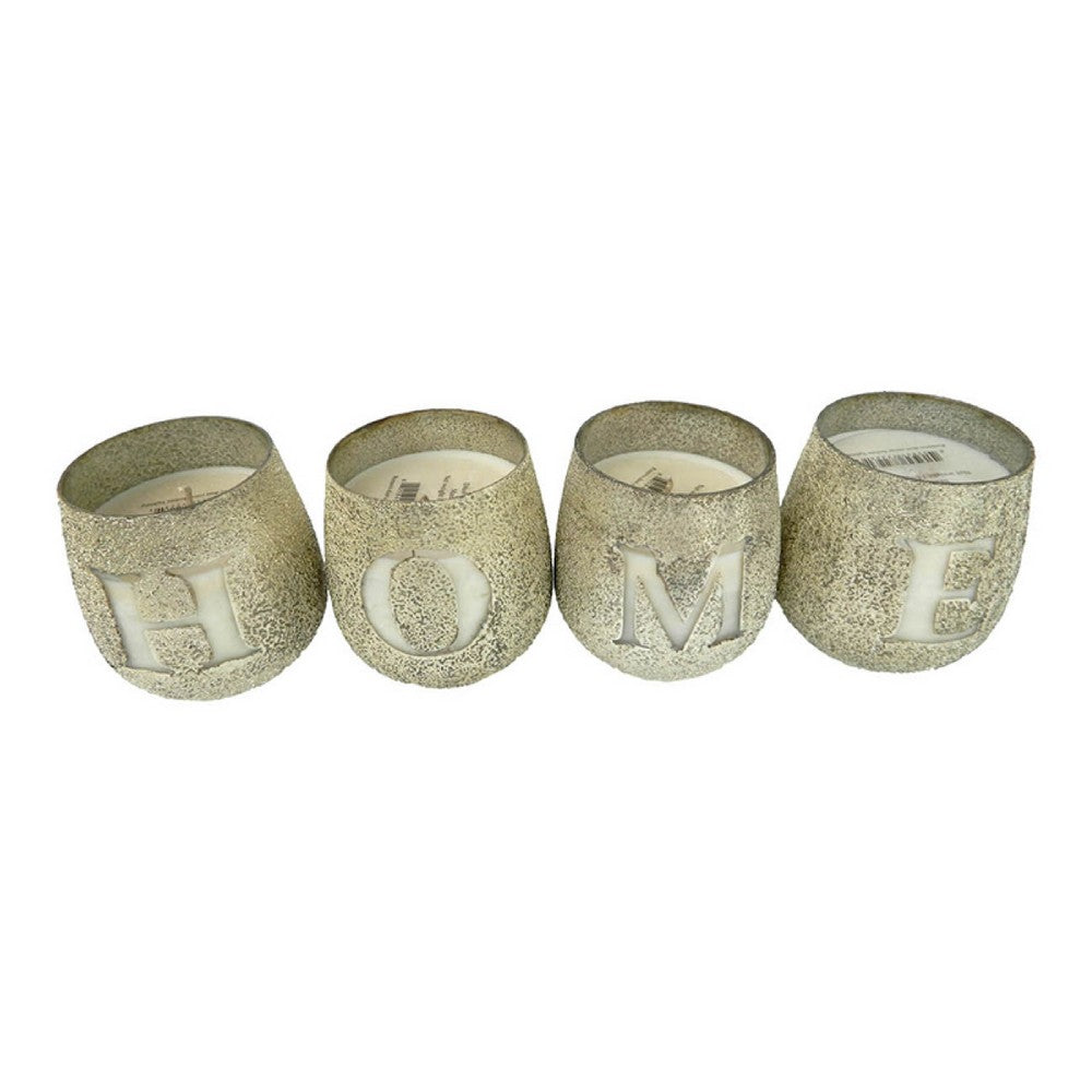 Set of 4 Scented Soy Wax Candles with Round Glass Holders, Earl Gray - BM350158