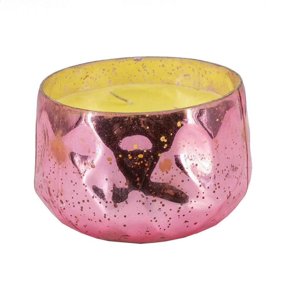 Myla Scented Soy Wax Candle, Round Glass Vessel, Luxe Rose Gold - BM350159