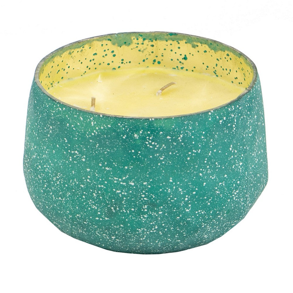 Myla Scented Soy Wax Candle, Round Glass Vessel, Natural Teal Blue - BM350160