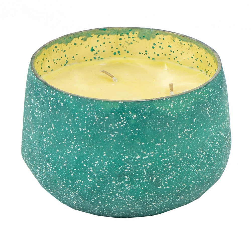 Myla Scented Soy Wax Candle, Round Glass Vessel, Natural Teal Blue - BM350160