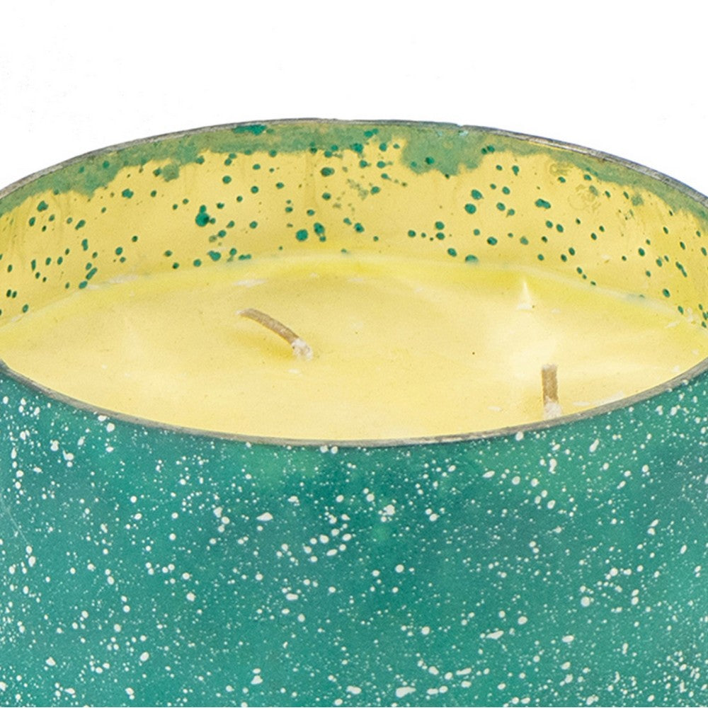 Myla Scented Soy Wax Candle, Round Glass Vessel, Natural Teal Blue - BM350160