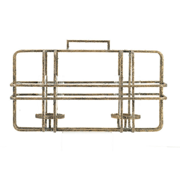 Decorative Candle Holder with Glass and Gold Open Geometric Frame - BM350161