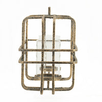 Decorative Candle Holder with Glass and Gold Open Geometric Frame - BM350161