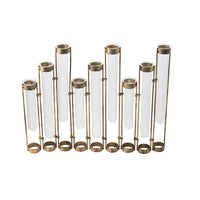 Glass Flower Vase with Separate Tubes and Bronze Metal Stand, 14 Inch Accent - BM350163