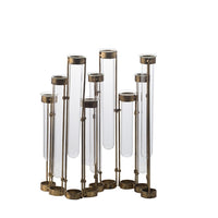 Glass Flower Vase with Separate Tubes and Bronze Metal Stand, 14 Inch Accent - BM350163
