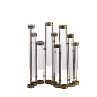 Glass Flower Vase with Separate Tubes and Bronze Metal Stand, 14 Inch Accent - BM350163