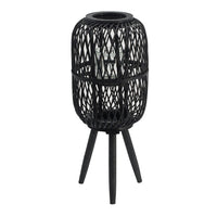 Lantern, Glass Insert with Black Bamboo Lattice Tripod Frame, 24 Inch - BM350168
