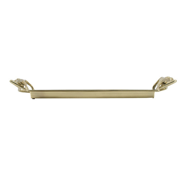 Decorative Tray, Vintage Figural Handles, Polished Gold Aluminum 25 Inch - BM350171