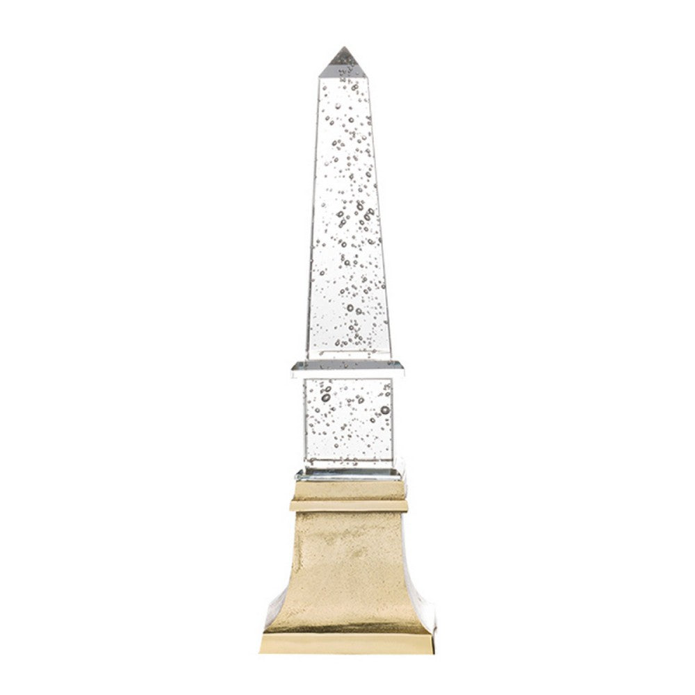 Raga Crystal Accent Lighting, Obelisk Decor Body, Gold Metal Base, 18 Inch - BM350172