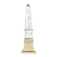 Raga Crystal Accent Lighting, Obelisk Decor Body, Gold Metal Base, 18 Inch - BM350172