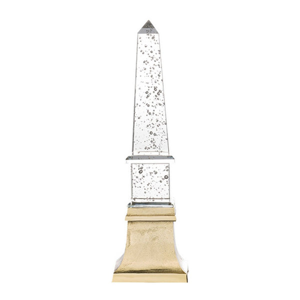 Raga Crystal Accent Lighting, Obelisk Decor Body, Gold Metal Base, 18 Inch - BM350172