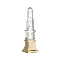 Raga Crystal Accent Lighting, Obelisk Decor Body, Gold Metal Base, 18 Inch - BM350172