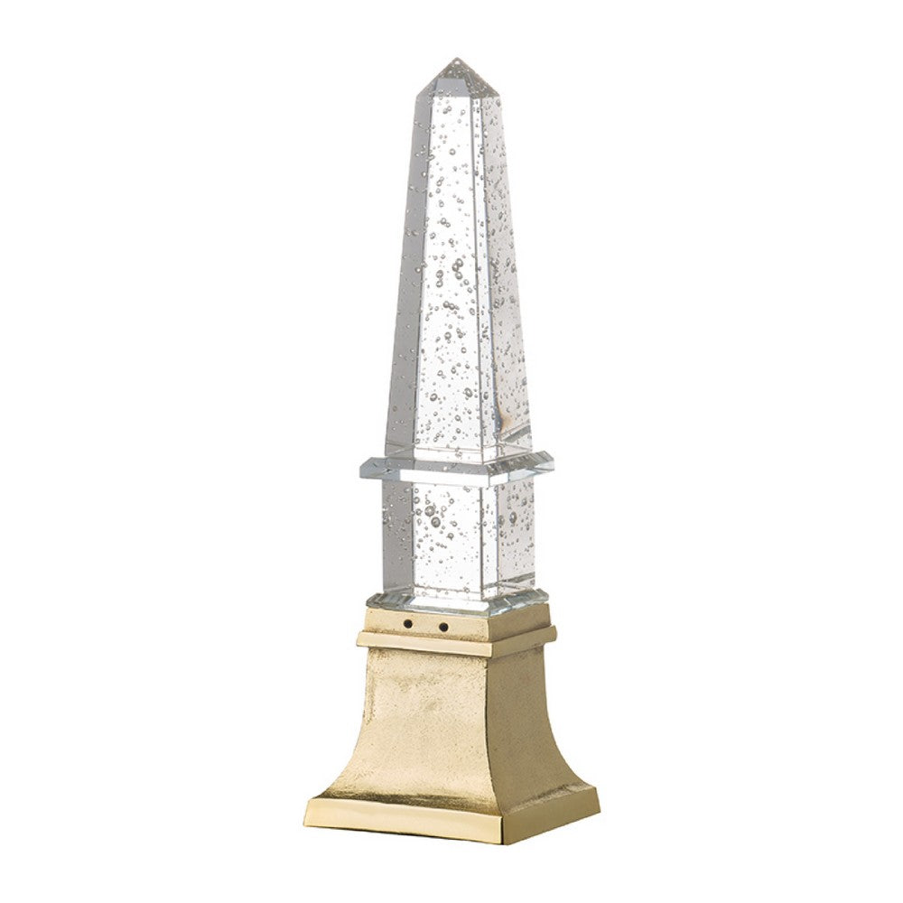 Raga Crystal Accent Lighting, Obelisk Decor Body, Gold Metal Base, 21 Inch - BM350173