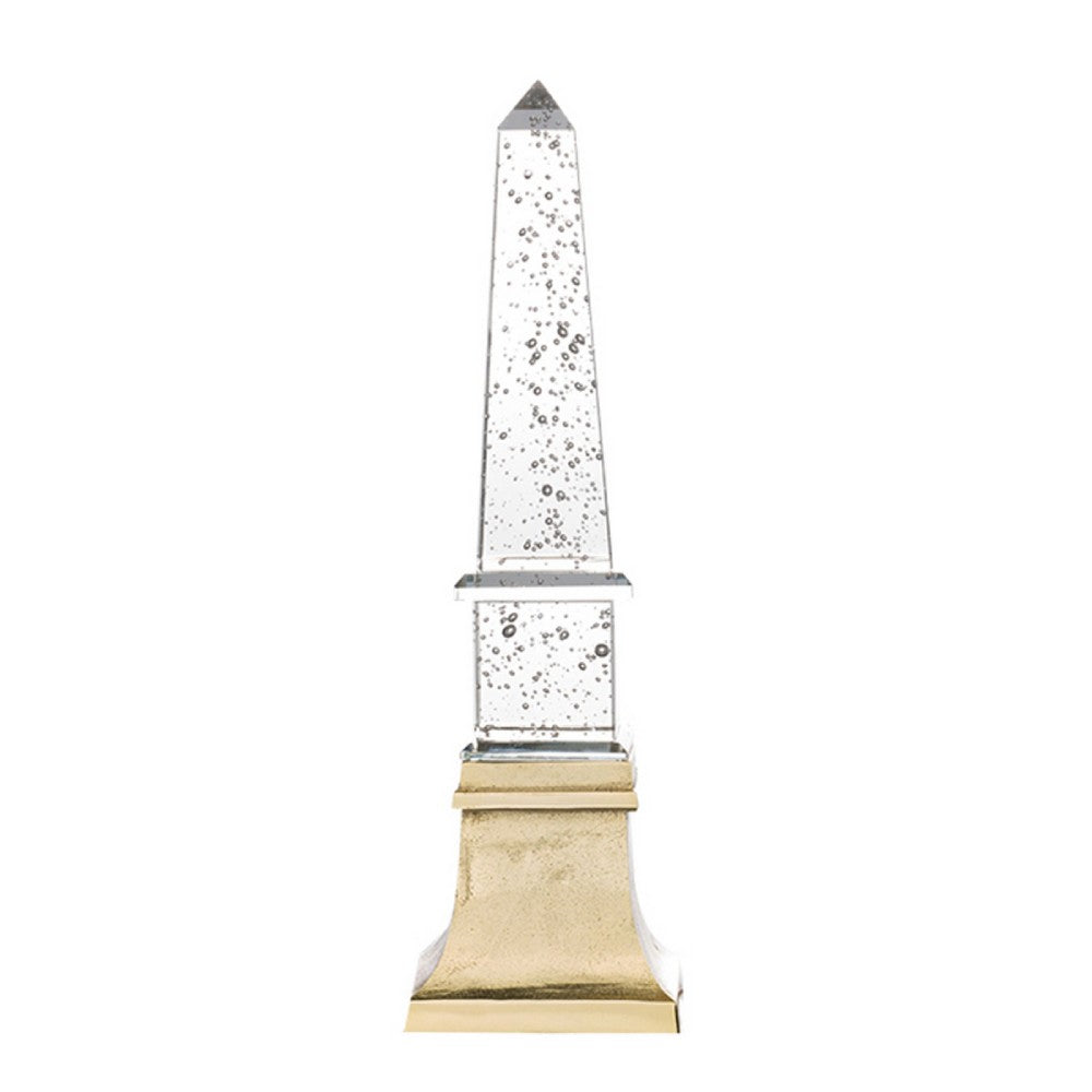 Raga Crystal Accent Lighting, Obelisk Decor Body, Gold Metal Base, 21 Inch - BM350173