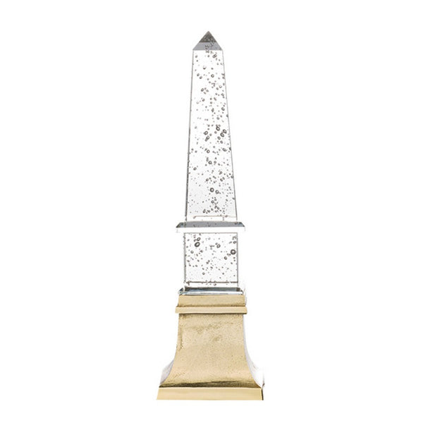 Raga Crystal Accent Lighting, Obelisk Decor Body, Gold Metal Base, 21 Inch - BM350173