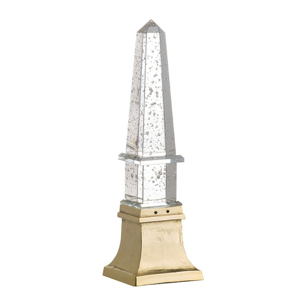 Raga Crystal Accent Lighting, Obelisk Decor Body, Gold Metal Base, 21 Inch - BM350173