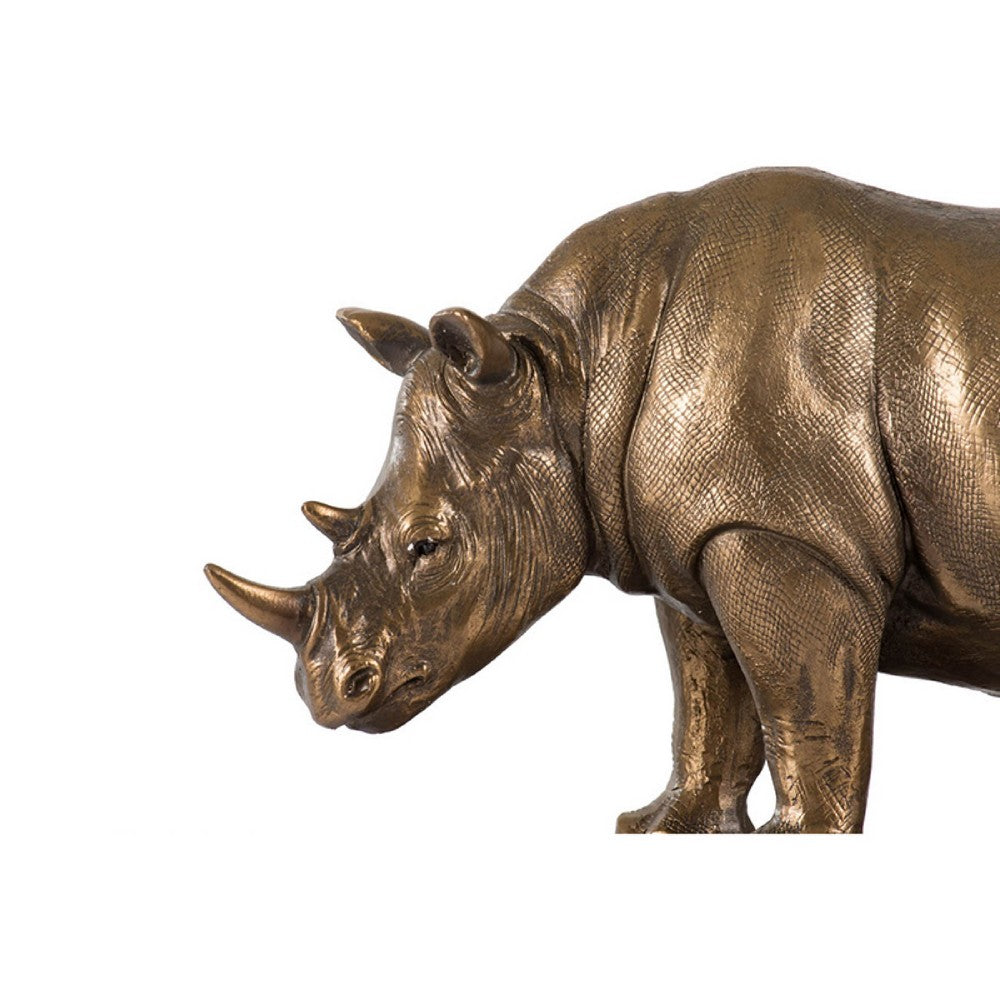 Nimy Decorative Bookend Set of 2, Jungle Rhinoceros, Bronze Polyresin - BM350174