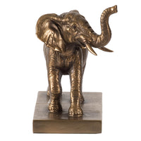 Nimy Decorative Bookend Set of 2, Trumpeting Elephant, Bronze Polyresin - BM350175