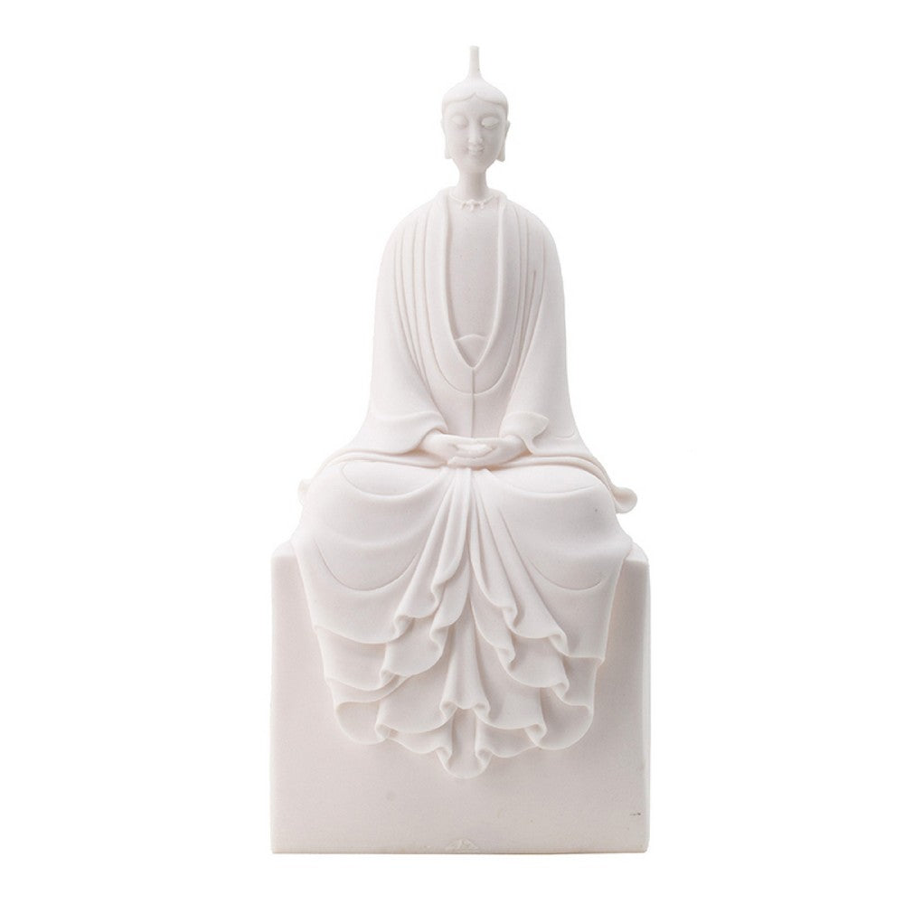 Sitting Sculpture, Peaceful Meditation Gesture, White Resin 19 Inch - BM350176