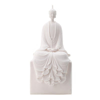 Sitting Sculpture, Peaceful Meditation Gesture, White Resin 19 Inch - BM350176