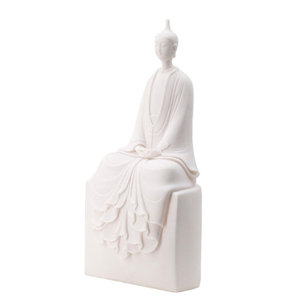 Sitting Sculpture, Peaceful Meditation Gesture, White Resin 19 Inch - BM350176