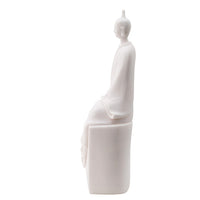 Sitting Sculpture, Peaceful Meditation Gesture, White Resin 19 Inch - BM350176